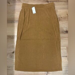 House of Harlow 1960 Classic Midi Skirt with Side Slits NWT in a Shiny Bronze